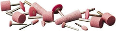 Camel Grinding Wheels - 7/32" Head Diam x 3/8" Thickness, B44, Tree End, Aluminum Oxide Mounted Point - Pink, Medium Grade - Benchmark Tooling