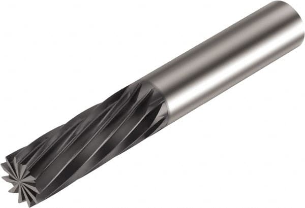 Sandvik Coromant - 12.7mm, 1.252" LOC, 12.7mm Shank Diam, 11 Flute, Solid Carbide Square End Mill - Diamond Finish, -4° Helix, Centercutting, Series CoroMill Plura - Benchmark Tooling