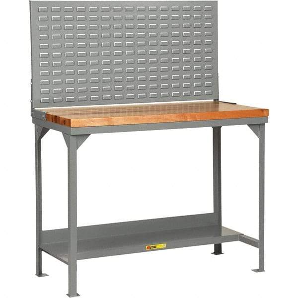 Little Giant - 72 Wide x 30" Deep x 36" High, Butcher Block Workbench - 1-3/4" Butcher Block Top, Fixed Legs, Gray - Benchmark Tooling