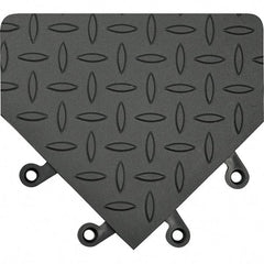 Wearwell - 18" Long x 18" Wide x 7/8" Thick, Anti-Fatigue Modular Matting Anti-Fatigue Flooring - Male, 4 Interlocking Sides, Black, For Dry & Wet Areas - Benchmark Tooling