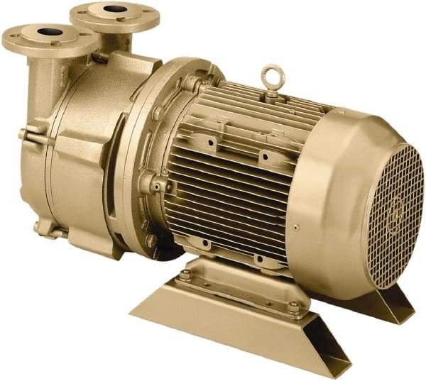 DEKKER Vacuum Technologies - 28.5 Hg Max, 3/8" FNPT Inlet & Discharge, Single Stage Liquid Ring Vaccum Pump - 6 CFM, 0.75 hp, Bronze Housing, Bronze Impeller, 3,500 RPM, 230/460 Volts - Benchmark Tooling