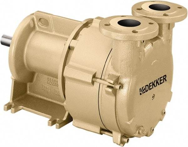 DEKKER Vacuum Technologies - 29 Hg Max, 1-1/2" ANSI 150# RF Flanged Inlet & Discharge, Single Stage Liquid Ring Vaccum Pump - 300 CFM, 20 hp, Cast Iron Housing, 316 Stainless Steel Impeller, 1,750 RPM, 230/460 Volts - Benchmark Tooling