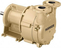 DEKKER Vacuum Technologies - 29 Hg Max, 1-1/2" ANSI 150# RF Flanged Inlet & Discharge, Single Stage Liquid Ring Vaccum Pump - 150 CFM, 10 hp, Cast Iron Housing, 316 Stainless Steel Impeller, 1,750 RPM, 230/460 Volts - Benchmark Tooling