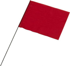 Ability One - 4" High x 5" Wide, Red PVC Marking Flag - 21" Overall Height - Benchmark Tooling