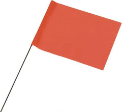 Ability One - 4" High x 5" Wide, Fluorescent Orange PVC Marking Flag - 21" Overall Height - Benchmark Tooling