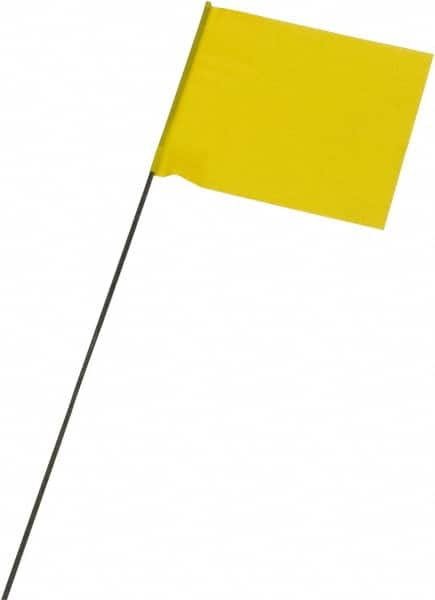 Ability One - 3" High x 3-1/2" Wide, Yellow PVC Marking Flag - 15" Overall Height - Benchmark Tooling