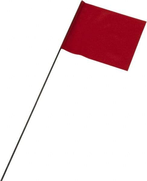 Ability One - 3" High x 3-1/2" Wide, Red PVC Marking Flag - 21" Overall Height - Benchmark Tooling