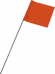 Ability One - 3" High x 3-1/2" Wide, Orange PVC Marking Flag - 21" Overall Height - Benchmark Tooling
