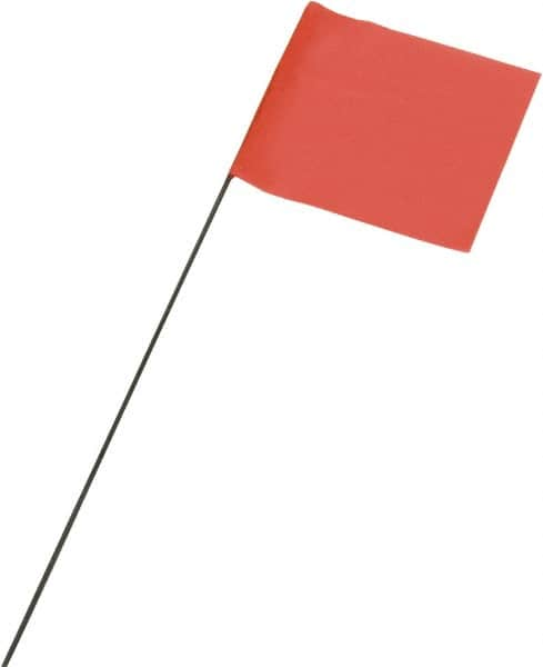 Ability One - 3" High x 3-1/2" Wide, Fluorescent Orange PVC Marking Flag - 21" Overall Height - Benchmark Tooling