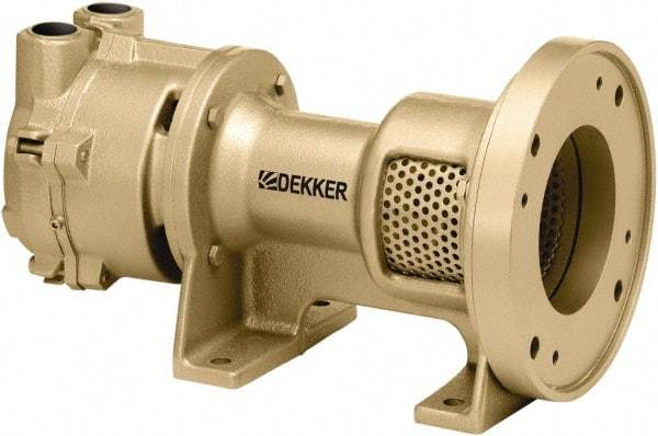 DEKKER Vacuum Technologies - 29 Hg Max, 1-1/2" ANSI 150# RF Flanged Inlet & Discharge, Single Stage Liquid Ring Vaccum Pump - 75 CFM, 5 hp, Cast Iron Housing, 316 Stainless Steel Impeller, 1,750 RPM, 230/460 Volts - Benchmark Tooling