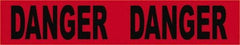 NMC - 200' Long x 3" Wide Roll, Vinyl, Black & Red Barricade Tape - Message: Danger - Benchmark Tooling