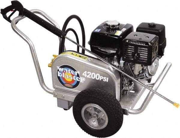 Simpson - Gas, 13 hp, 4,200 psi, 4 GPM, Cold Water Pressure Washer - CAT Triplex, 50' x 3/8" Hose - Benchmark Tooling