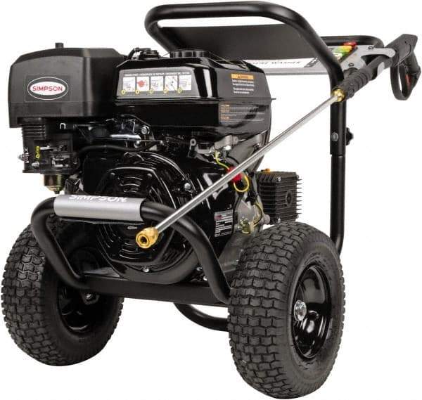 Simpson - Gas, 13 hp, 4,400 psi, 4 GPM, Cold Water Pressure Washer - AAA Triplex, 50' x 3/8" Hose - Benchmark Tooling