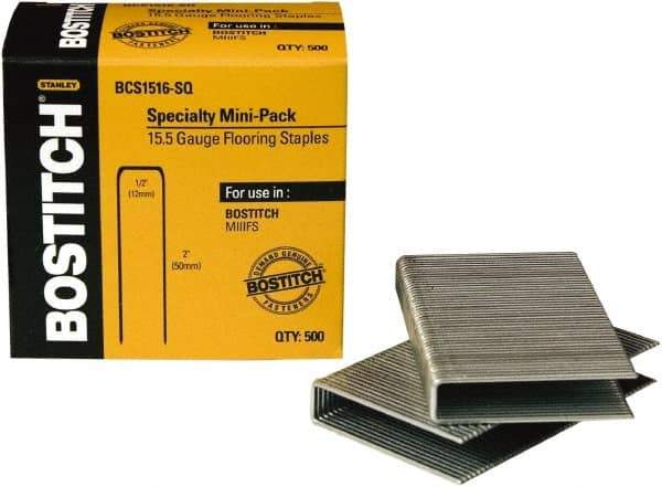 Stanley Bostitch - 2" Long x 1/2" Wide, 16 Gauge Crowned Construction Staple - Grade S4 Steel, Chisel Point - Benchmark Tooling