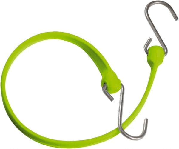 The Better Bungee - Heavy Duty Bungee Strap with Triangulated Galvanized S Hook - 36" OAL, Safety Green - Benchmark Tooling