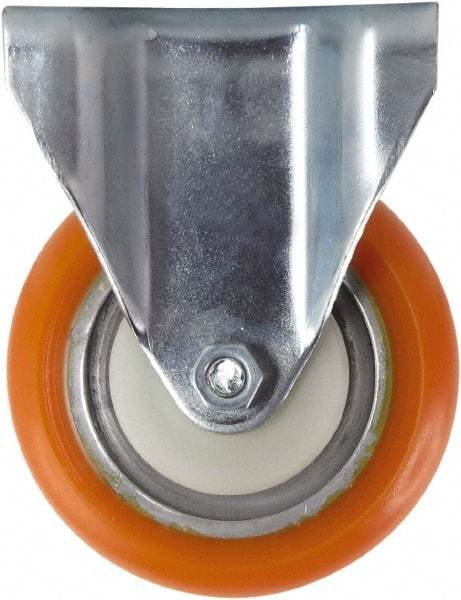 Caster Connection - 4" Diam x 1-1/4" Wide x 5-1/8" OAH Top Plate Mount Rigid Caster - Polyurethane, 400 Lb Capacity, Sealed Precision Ball Bearing, 2-3/8 x 3-5/8" Plate - Benchmark Tooling