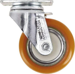 Caster Connection - 4" Diam x 1-1/4" Wide x 5-1/8" OAH Top Plate Mount Swivel Caster - Polyurethane, 400 Lb Capacity, Sealed Precision Ball Bearing, 2-3/8 x 3-5/8" Plate - Benchmark Tooling