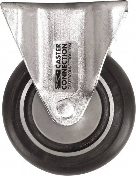Caster Connection - 4" Diam x 1-1/4" Wide x 5-1/8" OAH Top Plate Mount Rigid Caster - Polyurethane, 400 Lb Capacity, Sealed Precision Ball Bearing, 2-3/8 x 3-5/8" Plate - Benchmark Tooling