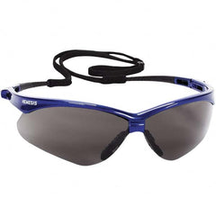 Jackson Safety - Smoke Lenses, Framed Safety Glasses - Anti-Fog, Scratch Resistant, Metallic Blue Nylon Frame, Size Universal, Wrap Around - Benchmark Tooling