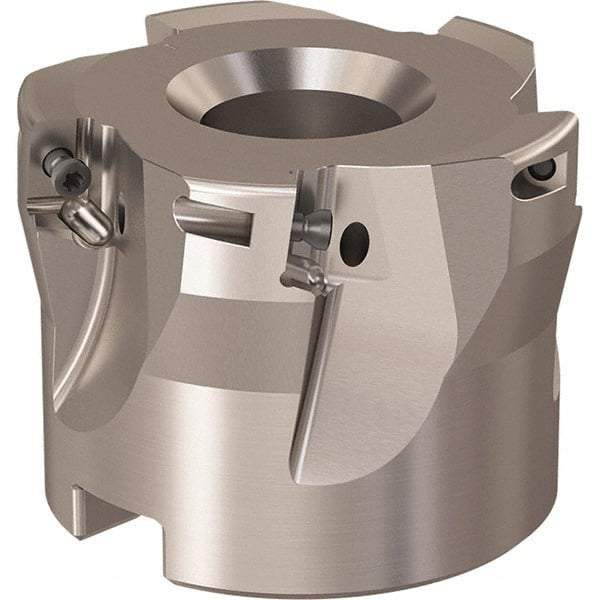 Seco - 5 Inserts, 52mm Cut Diam, 22mm Arbor Diam, 9mm Max Depth of Cut, Indexable Square-Shoulder Face Mill - 90° Lead Angle, 40mm High, XO.X 10T3.. Insert Compatibility, Through Coolant, Series R220.69 - Benchmark Tooling