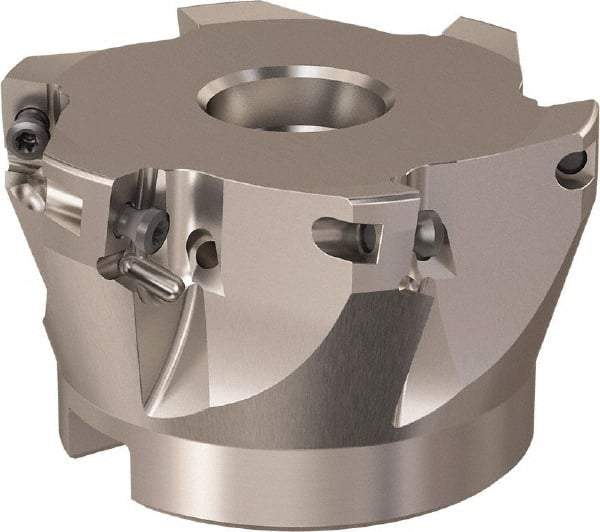 Seco - 6 Inserts, 66mm Cut Diam, 27mm Arbor Diam, 11mm Max Depth of Cut, Indexable Square-Shoulder Face Mill - 90° Lead Angle, 40mm High, XO.X 12.. Insert Compatibility, Through Coolant, Series R220.69 - Benchmark Tooling