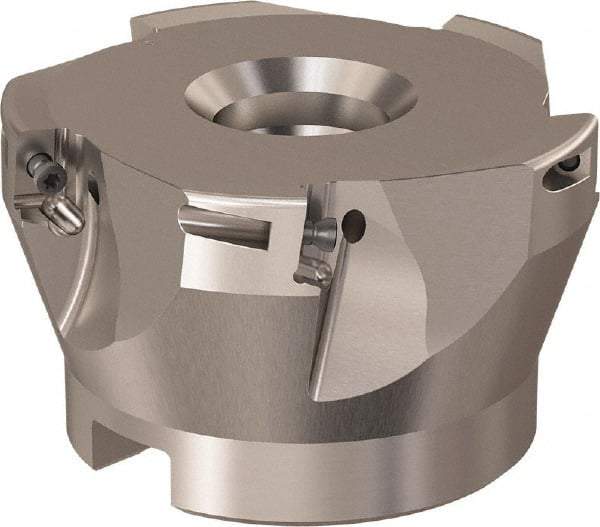 Seco - 5 Inserts, 66mm Cut Diam, 27mm Arbor Diam, 9mm Max Depth of Cut, Indexable Square-Shoulder Face Mill - 90° Lead Angle, 40mm High, XO.X 10T3.. Insert Compatibility, Through Coolant, Series R220.69 - Benchmark Tooling