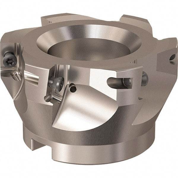 Seco - 6 Inserts, 84mm Cut Diam, 27mm Arbor Diam, 17mm Max Depth of Cut, Indexable Square-Shoulder Face Mill - 90° Lead Angle, 50mm High, XO.X 18.. Insert Compatibility, Through Coolant, Series R220.69 - Benchmark Tooling