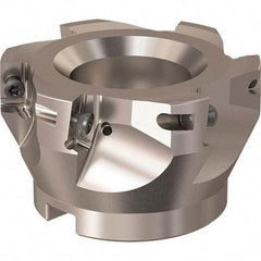 Seco - 6 Inserts, 84mm Cut Diam, 27mm Arbor Diam, 17mm Max Depth of Cut, Indexable Square-Shoulder Face Mill - 90° Lead Angle, 50mm High, XO.X 18.. Insert Compatibility, Through Coolant, Series R220.69 - Benchmark Tooling