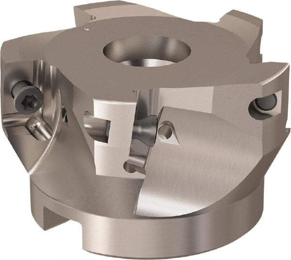 Seco - 5 Inserts, 66mm Cut Diam, 27mm Arbor Diam, 17mm Max Depth of Cut, Indexable Square-Shoulder Face Mill - 90° Lead Angle, 40mm High, XO.X 12.. Insert Compatibility, Through Coolant, Series R220.69 - Benchmark Tooling