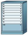 44.25 x 28.25 x 30'' (9 Drawers) - Pre-Engineered Modular Drawer Cabinet Counter Height (180 Compartments) - Benchmark Tooling