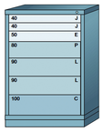 44.25 x 28.25 x 30'' (7 Drawers) - Pre-Engineered Modular Drawer Cabinet Counter Height (137 Compartments) - Benchmark Tooling