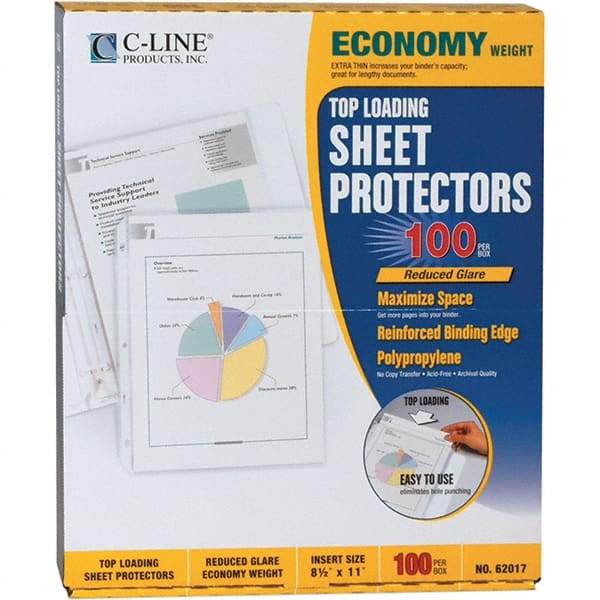 C-LINE - 100 Piece Clear Sheet Protectors-Ring Binder - 11" High x 8-1/2" Wide - Benchmark Tooling