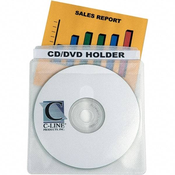 C-LINE - 50 Piece Clear/White CD/DVD Envelope - 5-3/4" High x 5.38" Wide - Benchmark Tooling