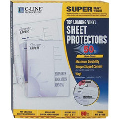 C-LINE - 50 Piece Clear Sheet Protectors-Ring Binder - 11" High x 8-1/2" Wide - Benchmark Tooling