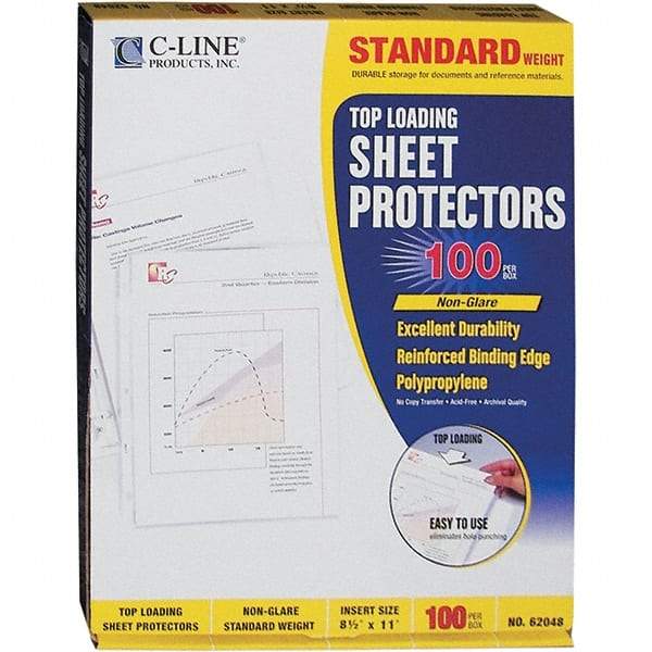 C-LINE - 100 Piece Clear Sheet Protectors-Ring Binder - 11" High x 8-1/2" Wide - Benchmark Tooling