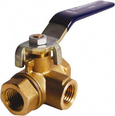 Legend Valve - 1/4" Pipe, Large Port, Brass Diverter Ball Valve - Inline - Three Way Flow, FIPT x FIPT x FIPT Ends, Lever Handle, 600 WOG, 150 WSP - Benchmark Tooling