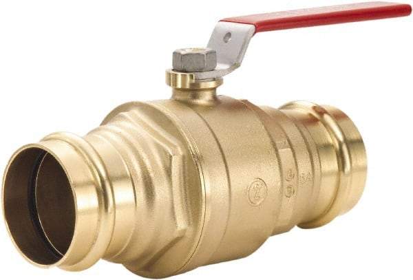 Legend Valve - 2" Pipe, Full Port, Lead Free Brass Full Port Ball Valve - 2 Piece, Press Ends, Lever Handle, 600 WOG - Benchmark Tooling