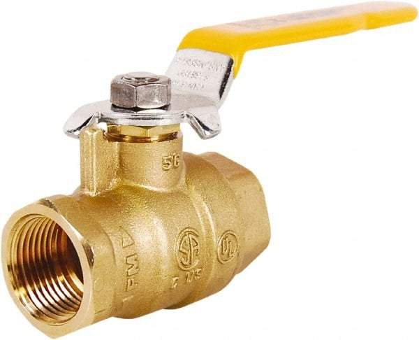 Legend Valve - 1-1/2" Pipe, Full Port, Brass Full Port Ball Valve - 2 Piece, FNPT x FNPT Ends, Lever Handle, 600 WOG, 150 WSP - Benchmark Tooling