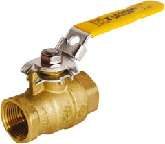Legend Valve - 1" Pipe, Full Port, Brass Full Port Ball Valve - 2 Piece, FNPT x FNPT Ends, Locking Lever Handle, 600 WOG, 150 WSP - Benchmark Tooling