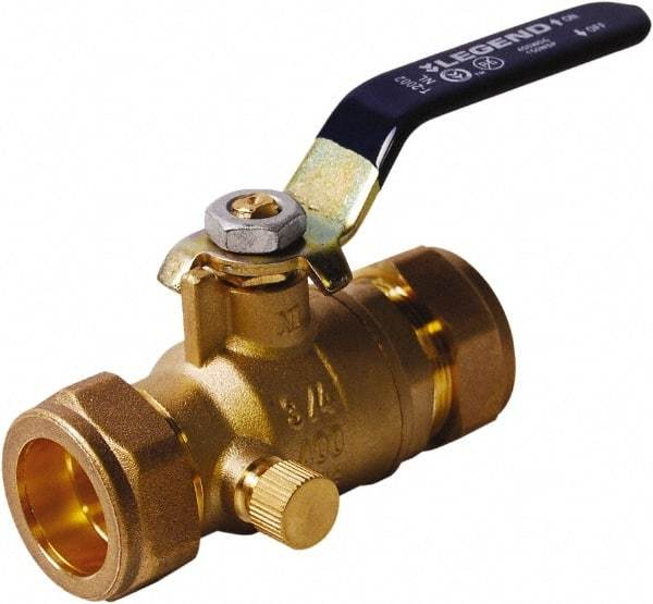 Legend Valve - 3/4" Pipe, Full Port, Lead Free Brass UL, CSA, FM, NSF Approved Ball Valve - 2 Piece, Comp x Comp Ends, Lever Handle, 600 WOG - Benchmark Tooling