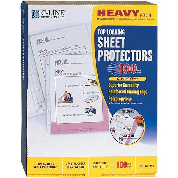 C-LINE - 100 Piece Clear Sheet Protectors-Ring Binder - 11" High x 8-1/2" Wide - Benchmark Tooling