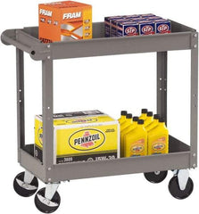 Tennsco - 150 Lb Capacity, 30" Wide x 16" Long x 32" High Service Cart - 2 Shelf, Steel, 2 Rigid/2 Swivel Casters - Benchmark Tooling