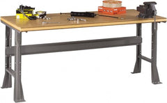 Tennsco - 72 Wide x 36" Deep x 33-3/4" High, Wood Workbench - Fixed Flared Legs, Medium Gray - Benchmark Tooling