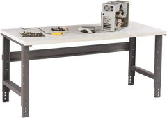 Tennsco - 60 Wide x 36" Deep x 33-3/4" High, Plastic Laminate Workbench - Adjustable Height Legs, Medium Gray - Benchmark Tooling