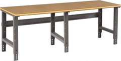 Tennsco - 96 Wide x 30" Deep x 33-3/4" High, Wood Workbench - Adjustable Height Legs, Medium Gray - Benchmark Tooling