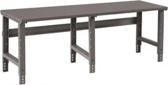 Tennsco - 96 Wide x 30" Deep x 33-1/2" High, 12 Gauge Steel Workbench - Adjustable Height Legs, Medium Gray - Benchmark Tooling