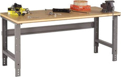 Tennsco - 72 Wide x 30" Deep x 33-3/4" High, Wood Workbench - Adjustable Height Legs, Medium Gray - Benchmark Tooling