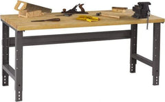 Tennsco - 72 Wide x 30" Deep x 33-1/2" High, Butcher Block Workbench - Adjustable Height Legs, Medium Gray - Benchmark Tooling