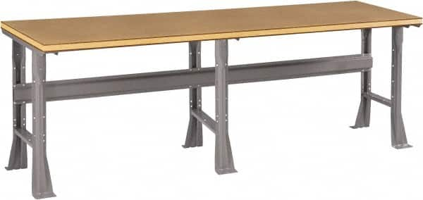 Tennsco - 96 Wide x 36" Deep x 33-3/4" High, Wood Workbench - Fixed Flared Legs, Medium Gray - Benchmark Tooling