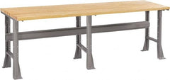 Tennsco - 96 Wide x 36" Deep x 33-3/4" High, Butcher Block Workbench - Fixed Flared Legs, Medium Gray - Benchmark Tooling